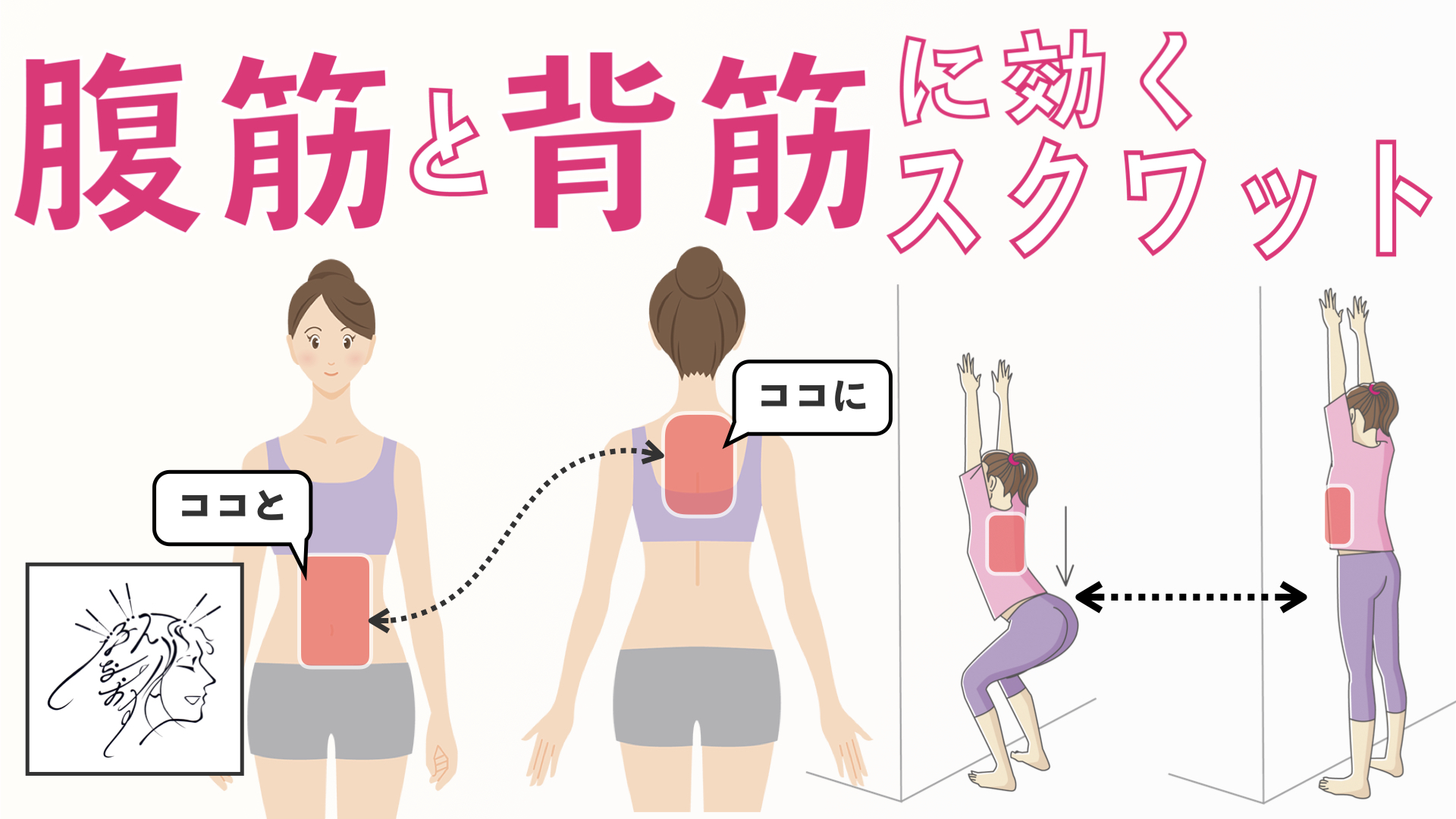 腹筋と背筋をいっしょに鍛えるスクワット｜アラベスクで背中を起こし